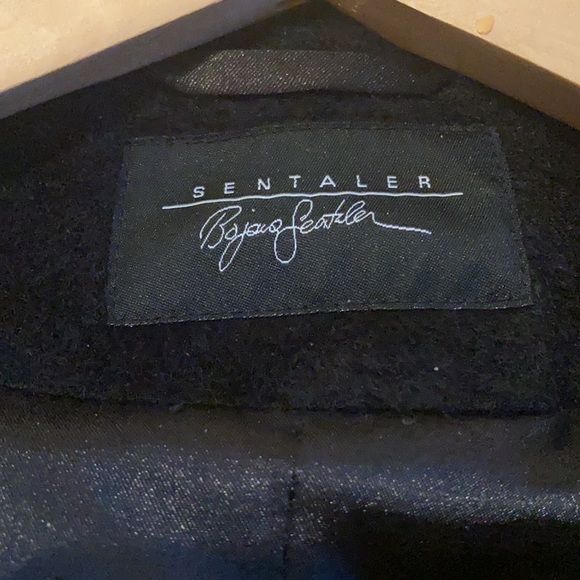 SENTALER BLACK ALPACA WOOL 3/4 CAR COAT - Picture 6 of 16